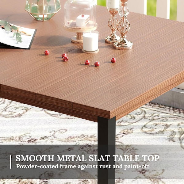 vicllax 63 in. Walnut Rectangular Outdoor Patio Dining Table for 6