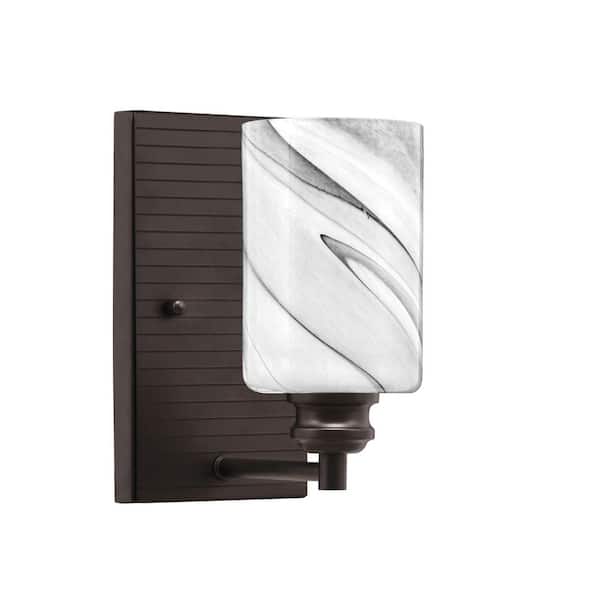 Albany 1-Light Espresso Wall Sconce 4 in. Onyx Swirl Glass