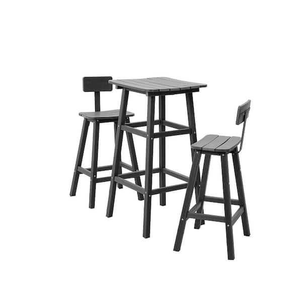 Cesicia Black 3-Piece Plastic Square High Outdoor Serving Bar Set