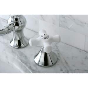 Porcelain Cross 8 in. Widespread 2-Handle High-Arc Bathroom Faucet in Chrome