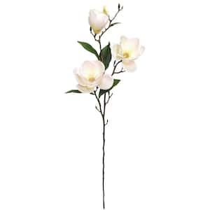 Set of 2 Large Cream White Artificial Magnolia Flower Stem Spray 38in