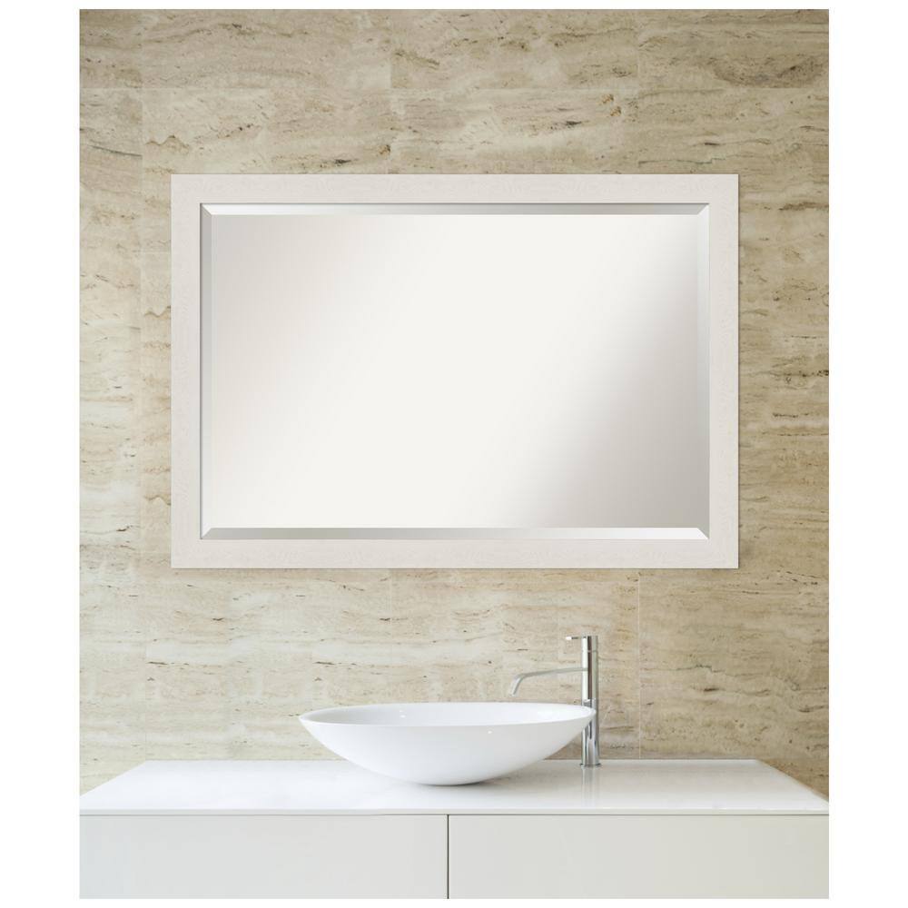 39" x 27" White Wood Framed Bathroom Vanity Mirror