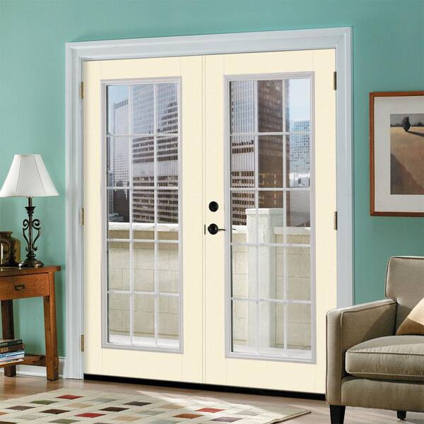 Masonite 72 in. x 80 in. Willow Wood Steel Prehung Right-Hand Inswing 10-Lite Clear Glass Patio Door Without Brickmold