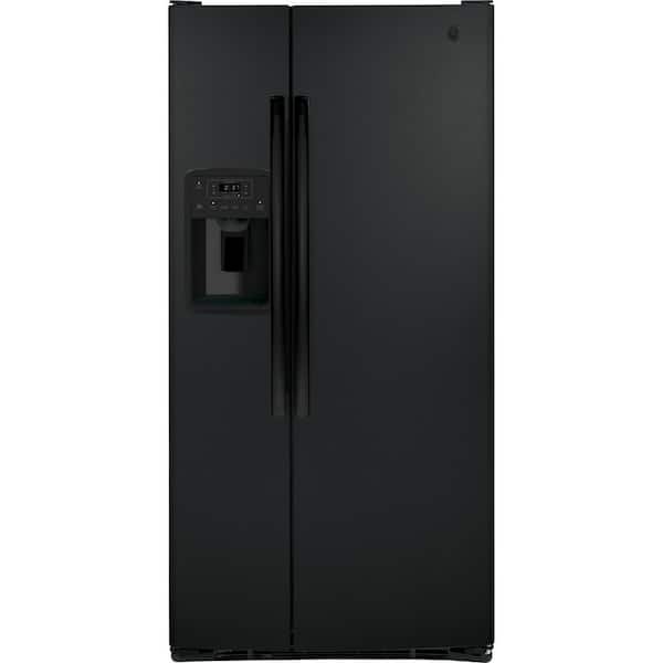 GE 23.0 cu. ft. Side by Side Refrigerator in Black, Standard Depth, ENERGY STAR
