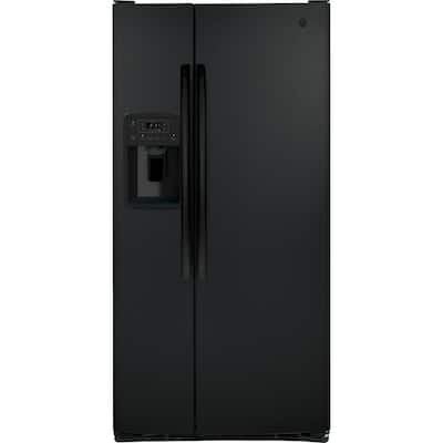 23 cu. ft. Side by Side Refrigerator in Black, Standard Depth