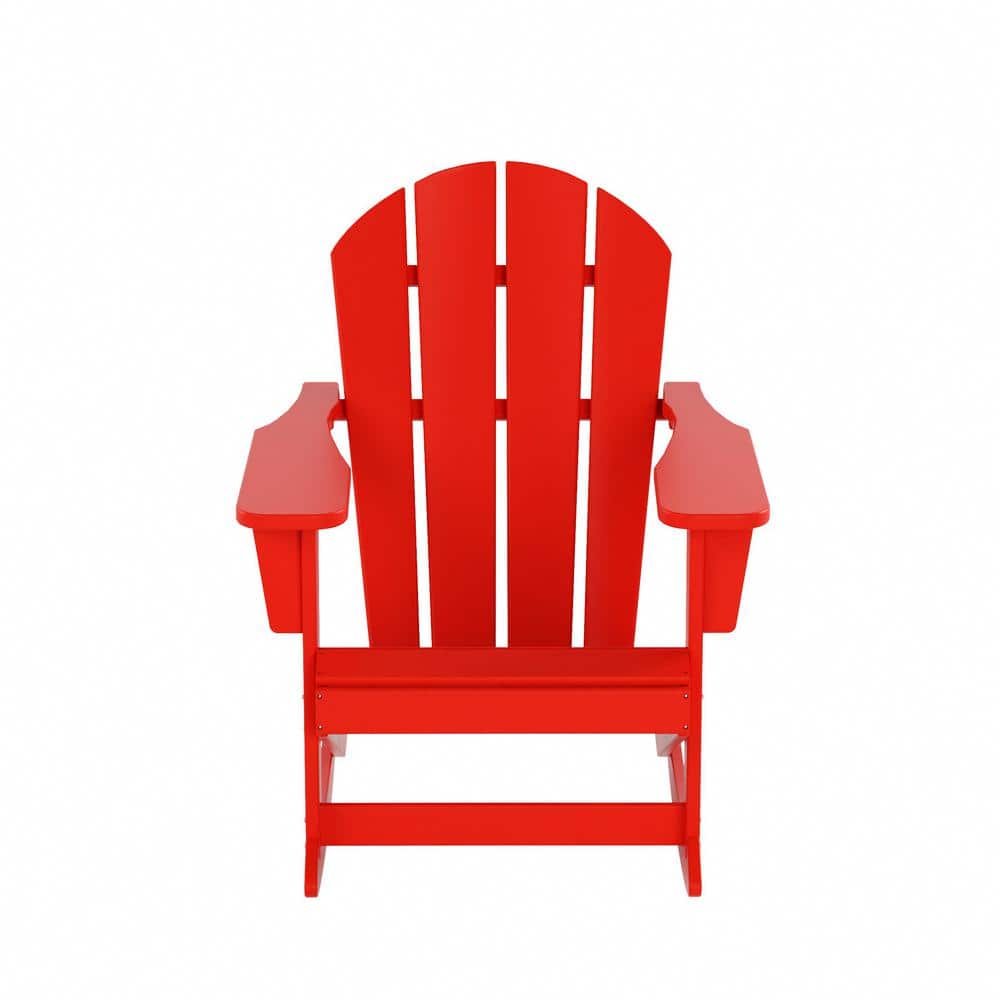 Classic All-Weather Red HDPE Adirondack Rocking Chair with Arms