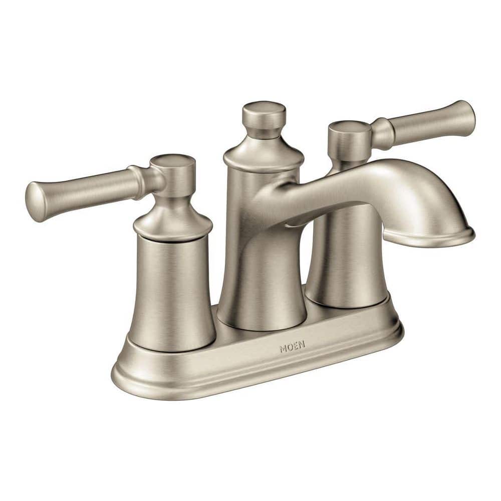 Dartmoor 4 in. Centerset Double Handle Low Arc Bathroom Faucet with Drain Kit Included in Brushed Nickel price history on PriceWatchPro