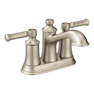 Dartmoor 4 in. Centerset Double Handle Low Arc Bathroom Faucet with Drain Kit Included in Brushed Nickel