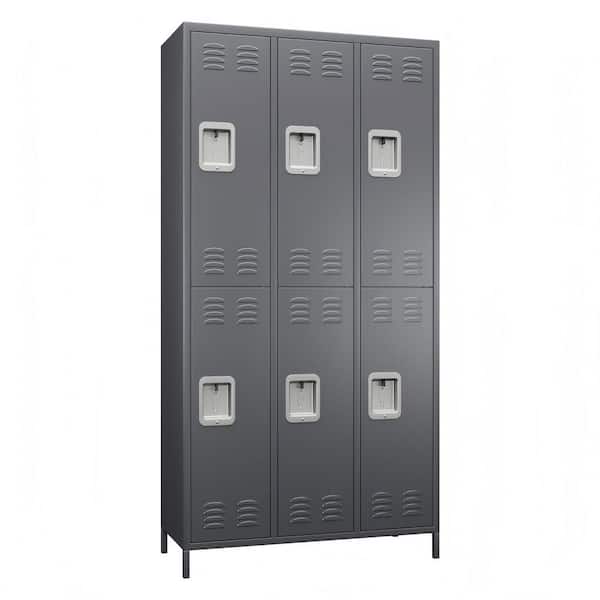 Metal Freestanding Cabinet 72 in. H x 35.43 in. W x 15.75 in. D Steel Locker with 6-Lockable Doors in Dark Gray