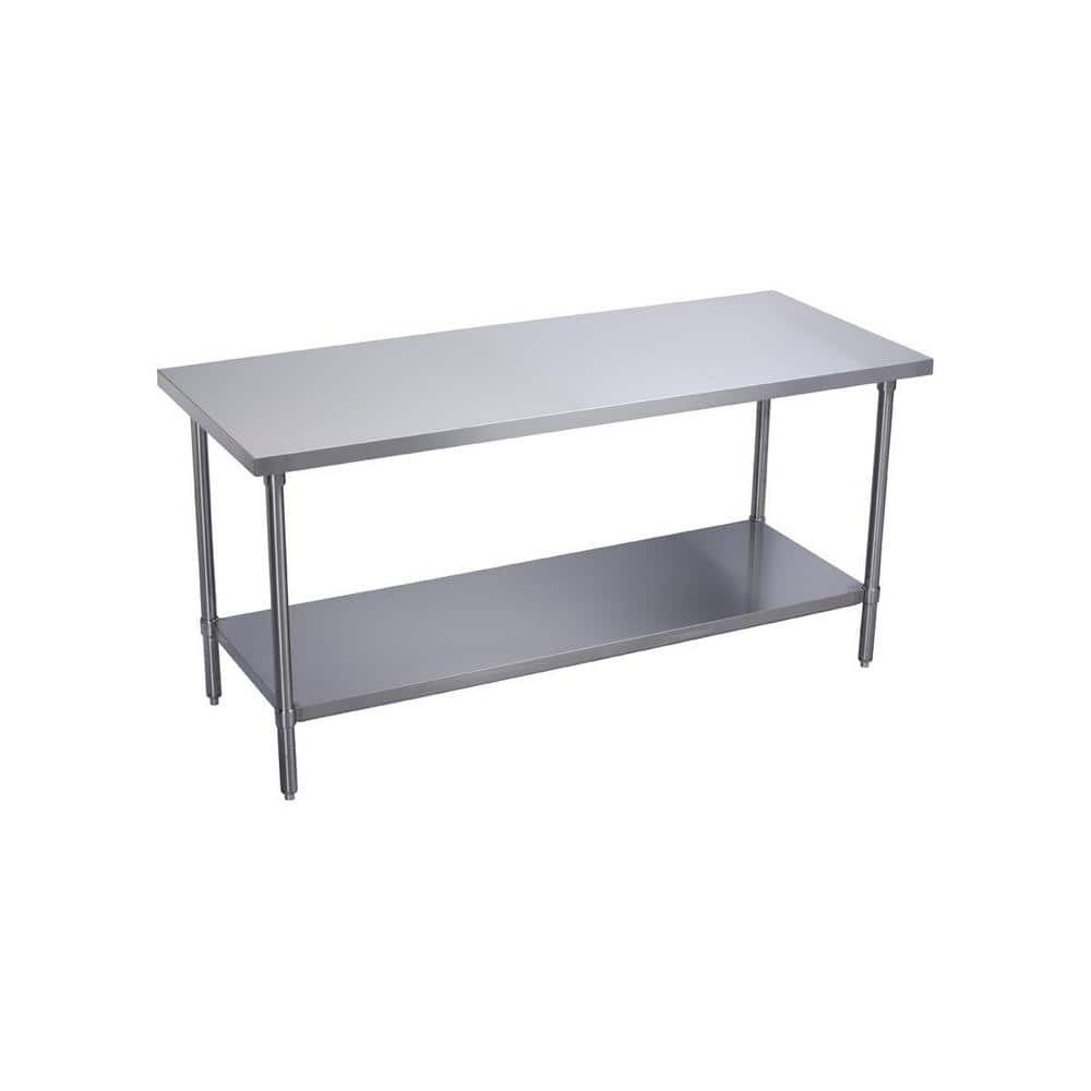 Elkay 48 in. Stainless Steel Kitchen Utility Table with Legs and Undershelf WT24S48STSX The