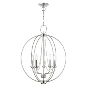 Arabella 5-Light Brushed Nickel Globe Chandelier with Clear Crystals