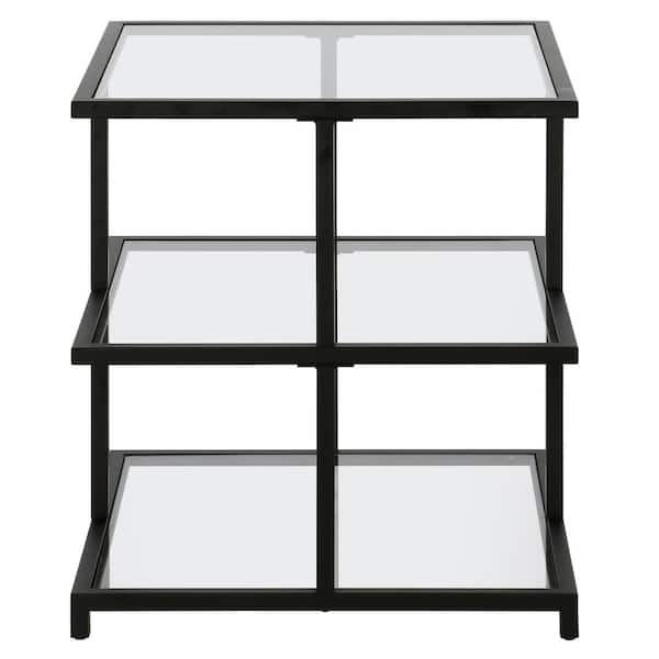Meyer&Cross Greenwich 22 in. Blackened Bronze Square Side Table with Glass Top