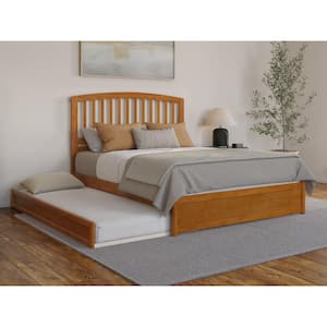Lucia Light Toffee Natural Bronze Solid Wood Frame Queen Platform Bed Panel Footboard Twin XL Trundle