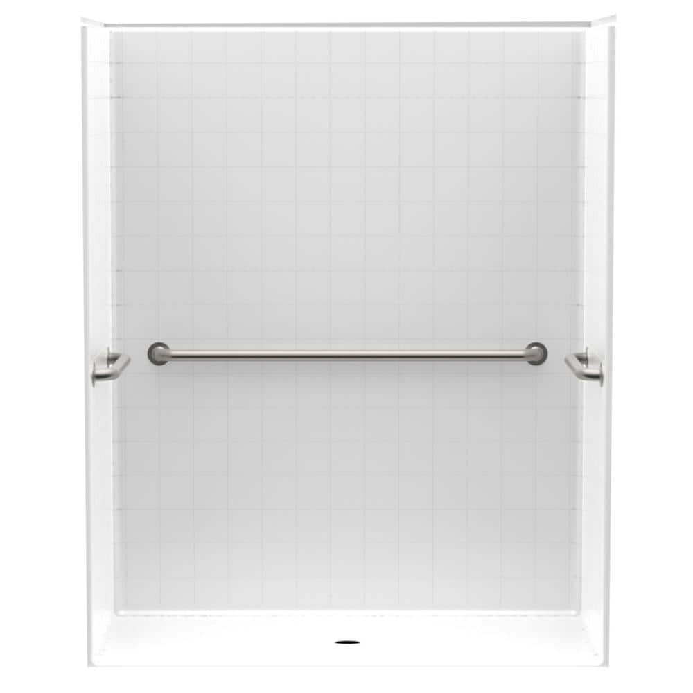 Accessible Smooth Tile AcrylX 60 in. x 30 in. x 74.9 in. 1-Piece Shower Sta