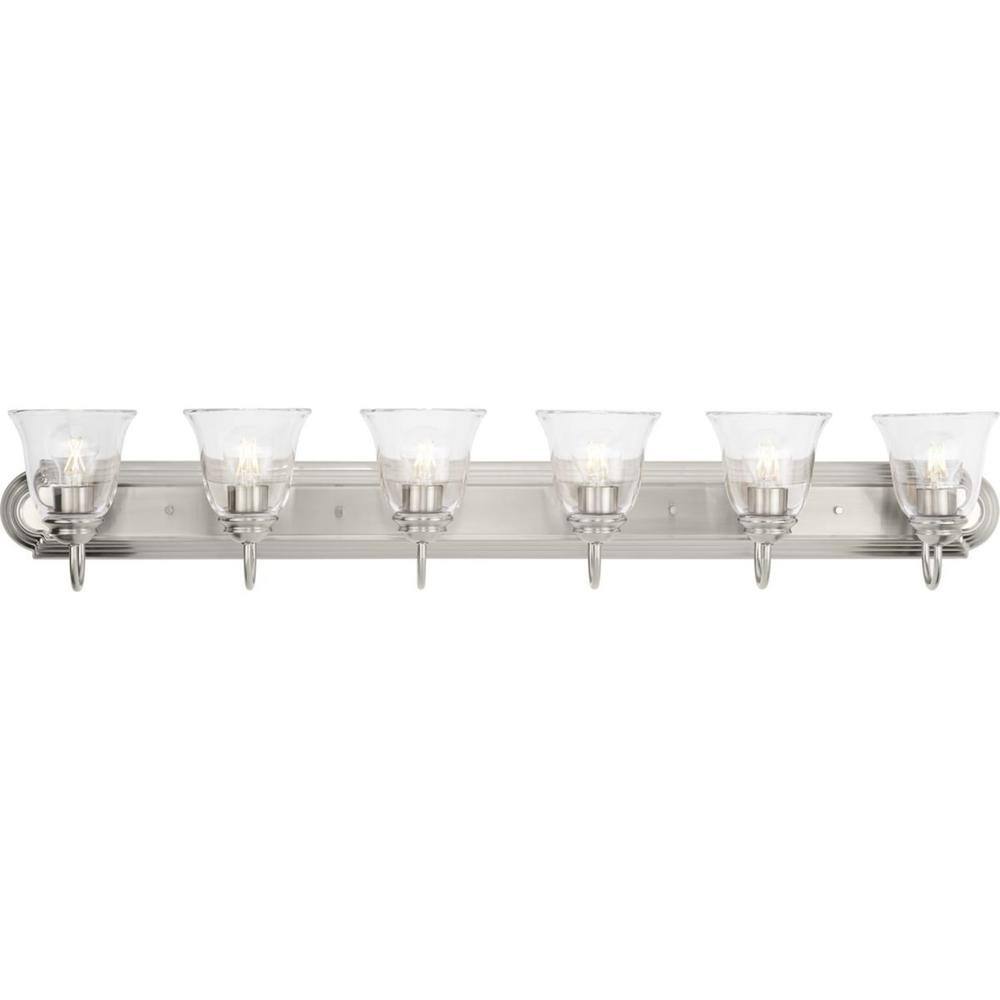 Brushed Nickel Clear Glass 48" 6-Light Vanity Light