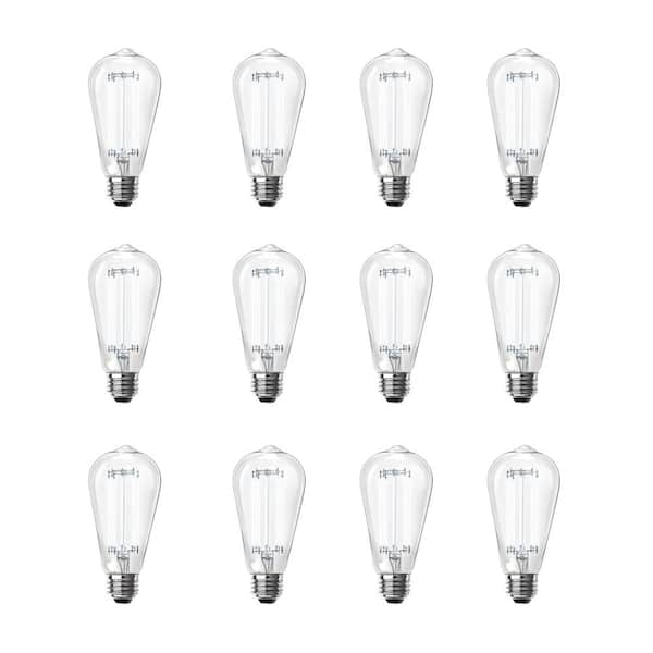 Feit Electric 60-Watt Equivalent ST19 Dimmable Straight Filament Clear Glass Vintage Edison LED Light Bulb, Daylight 5000K (12-Pack)