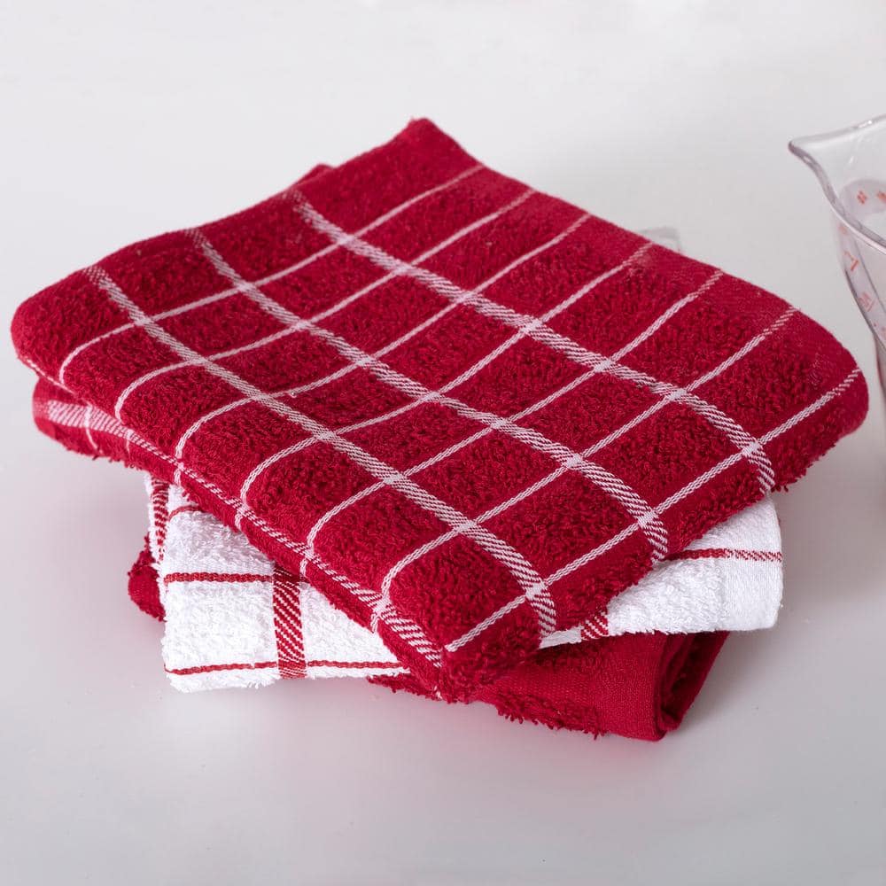 Ritz Paprika Red and White Cotton Terry Kitchen Towel Set