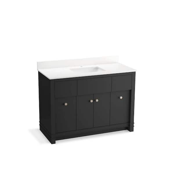 Alouette 48 in. Ferrous Grey Bath Vanity Cabinet with Sink and Quartz Top
