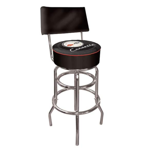 Trademark Corvette C1 30 in. Chrome Swivel Cushioned Bar Stool