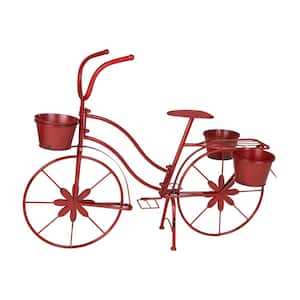 25.98 in. H Metal Red Bicycle Planter (KD)