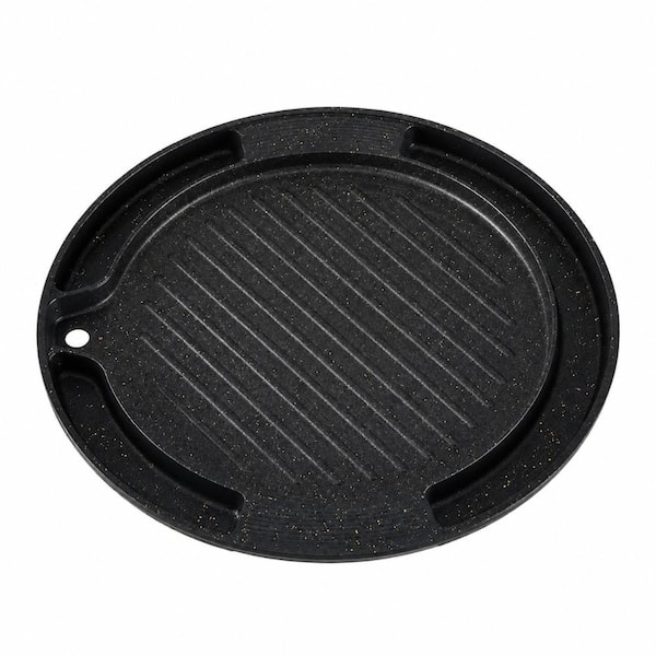 Korean BBQ Grill Pan Set with Oil Brush, Food Tongs and Storage Bag, Nonstick Aluminum with Grease Drip