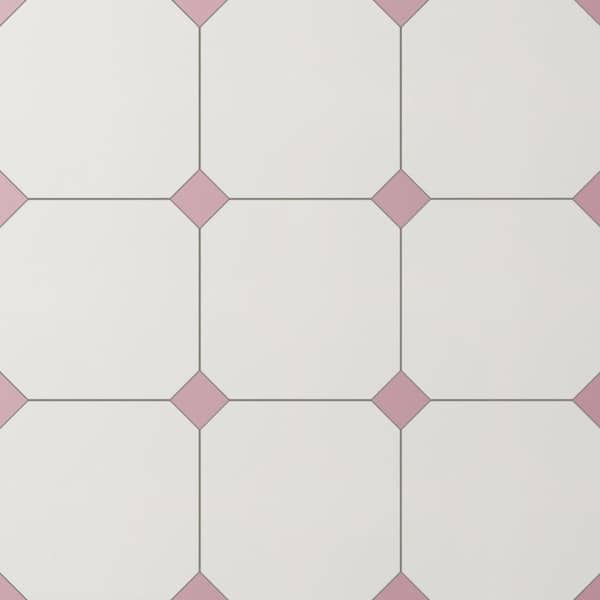 Merola Tile Vaudeville Octagon Nacar with Taco Pink 8 in. x 8 in. Porcelain Floor and Wall Tile (11.25 sq. ft. /Case)