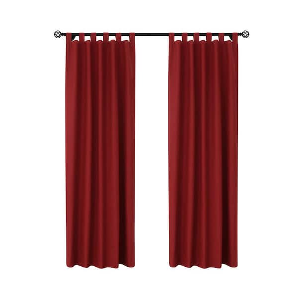 THERMALOGIC Weathermate Tab Top Burgundy Cotton Smooth 40 in. W x 63 in. L Tab Top Indoor Room Darkening Curtain (Double Panels)