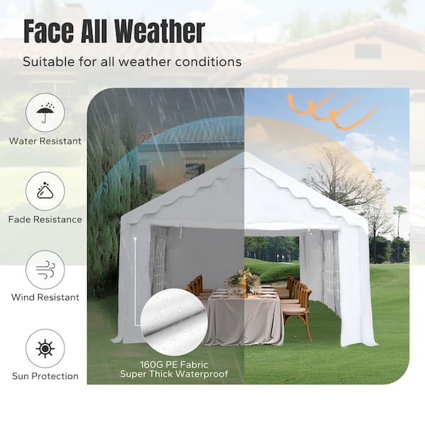 PHI VILLA 16 ft. x 20 ft. Outdoor Canopy Party Tent in White with Removable Side Walls THD 105W The Home Depot