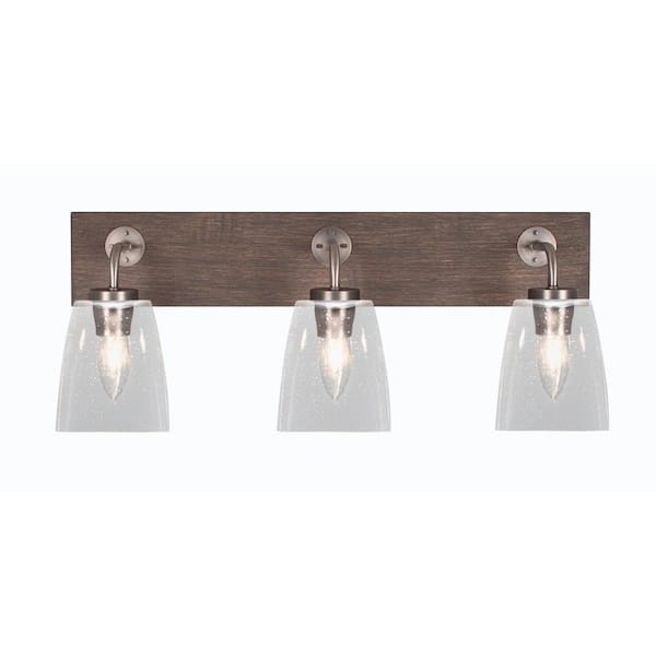 Unbranded Kirby 26 in. 3-Light Graphite and Painted Distressed Wood-look Metal Vanity Light