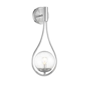 Encino 1-Light Polished Chrome Wall Sconce with Clear Seeded Glass Orb Shade