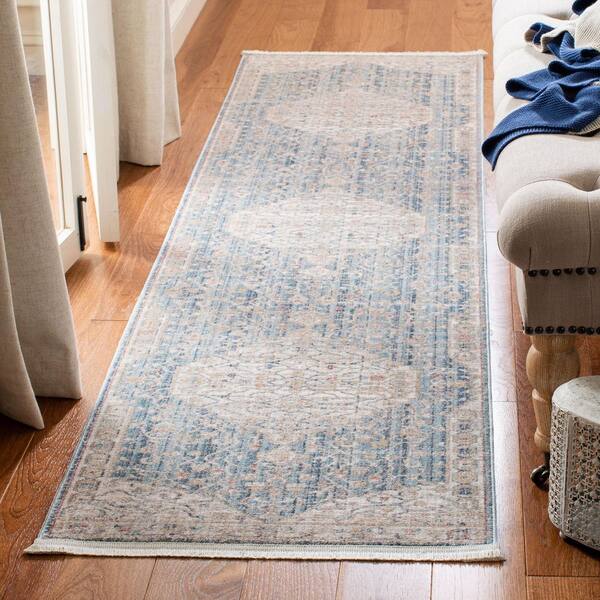 Kenitra 2 ft. x 10 ft. Blue/Ivory Medallion Runner Rug