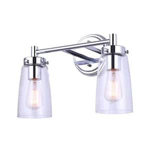 Rory 14 in. 2-Light Chrome Vanity Light with Clear Glass Shade
