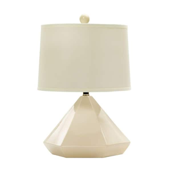Unbranded 20 in. Eggshell Ceramic Pyramid Table Lamp