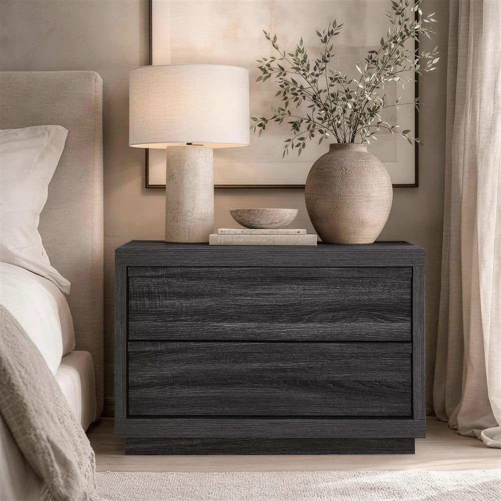 Navis Contemporary Charcoal Gray 2-Drawer 32 in. W Nightstand price history on PriceWatchPro