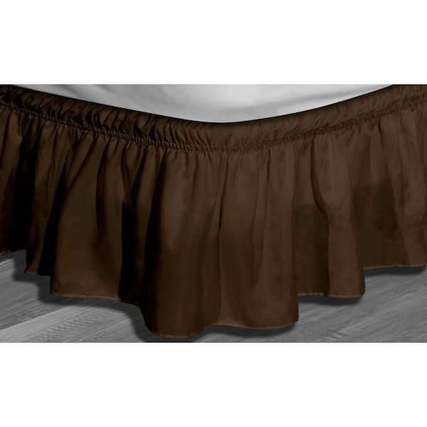 QuickFit Waldorf Chocolate Twin/Full Microfiber Bed Ruffle Skirt ...