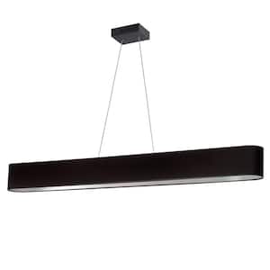 Aubrey 30-Watt Integrated LED Matte Black Pendant with Black and Silver Fabric Shade