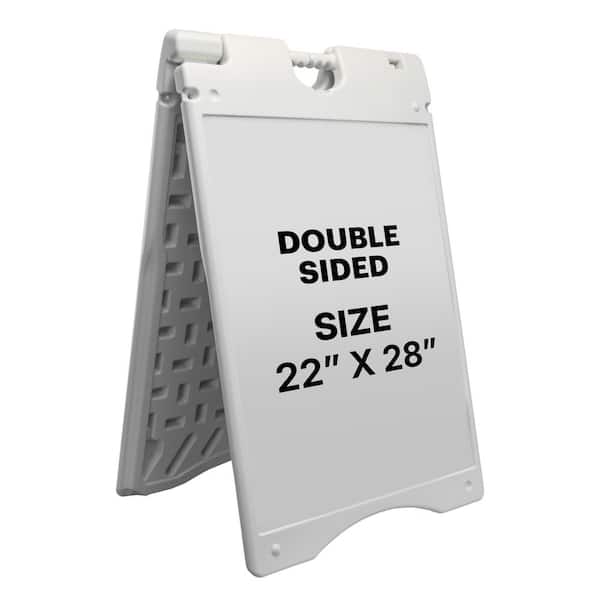 Sandwich Board, A Frame Sign Holder 22x28 in., Dual Display Outdoor Sign, White