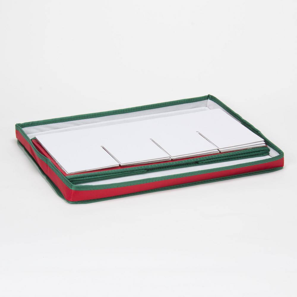 Red and Green Fabric Collapsible Holiday Stemware Storage Box