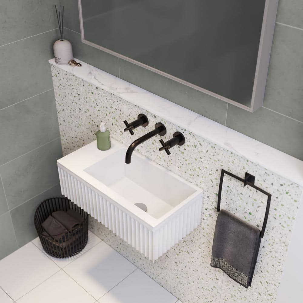 Delice 24" Matte White Ceramic Wall-Mount Bathroom Sink