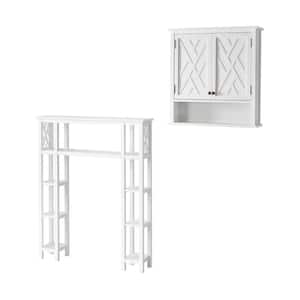 Coventry 39 in. W Over Toilet Open Shelving Unit Space Saver w Side Shelves, 27 in. W Wall White Cabinet with Open Shelf