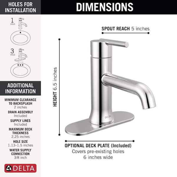 Delta Trinsic Single Hole Single-Handle Bathroom Faucet in Chrome
