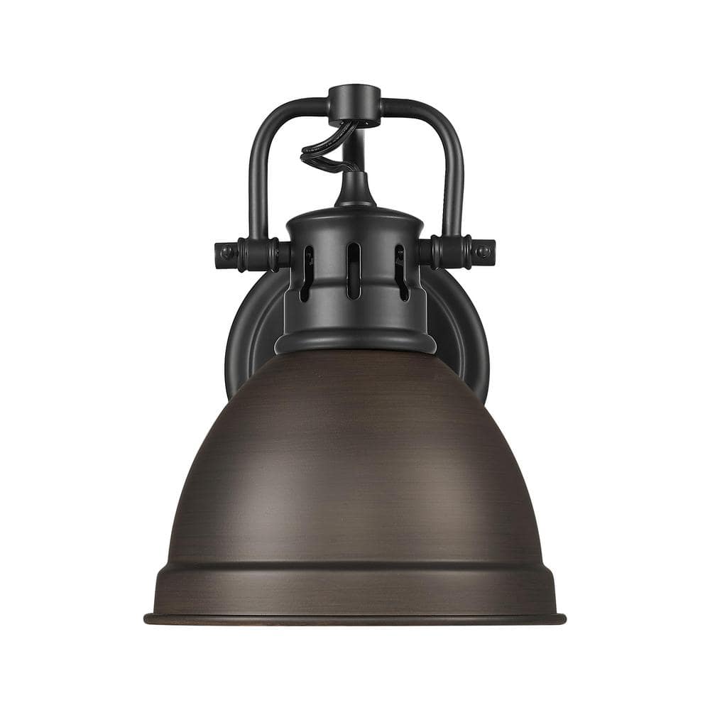 Duncan 8.25 in. 1-Light Matte Black Vanity Light with Bronze Shade price history on PriceWatchPro