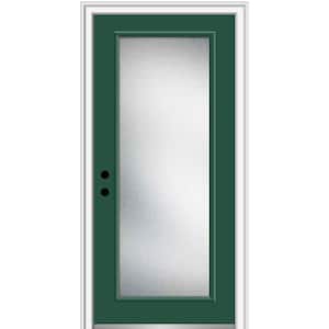32 in. x 80 in. Micro Granite Right-Hand Inswing Full Lite Decorative Painted Fiberglass Smooth Prehung Front Door