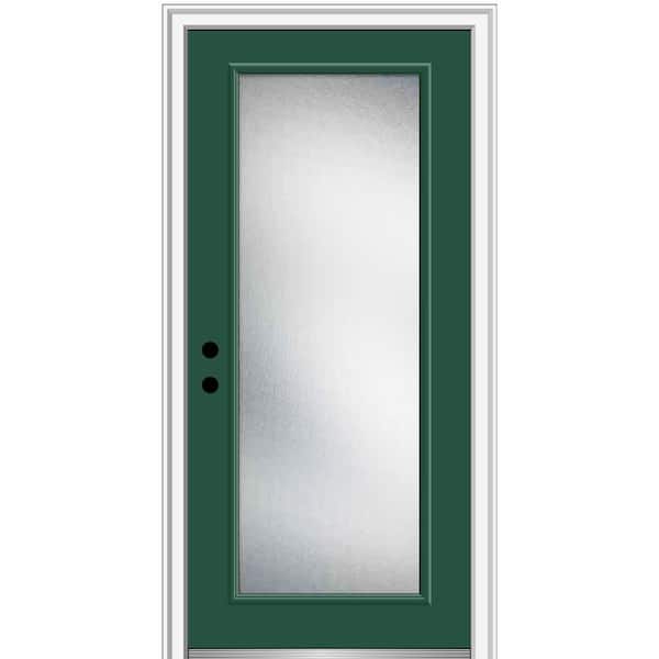MMI Door 32 in. x 80 in. Micro Granite Right-Hand Inswing Full Lite Decorative Painted Fiberglass Smooth Prehung Front Door