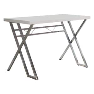 43 in. W White/Chrome Finish Material Metal and Wood Saginaw Laptop/Writing Desk Size: 43 W x 24 L x 29 H