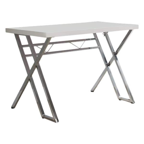 Signature Home 43 in. W White/Chrome Finish Material Metal and Wood Saginaw Laptop/Writing Desk Size: 43 W x 24 L x 29 H