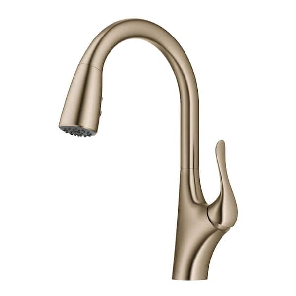 KRAUS Merlin Transitional Pull-Down Single Handle Kitchen Faucet in Brushed Gold
