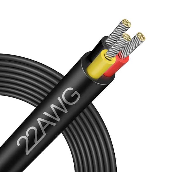 22-Gauge 50 ft. 22 / 3 Stranded Landscape Lighting Wire Flexible Extension Power Cord Hookup Wire