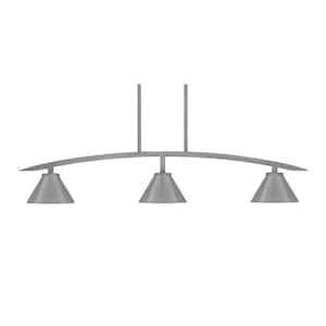 Siena 41 in. 3-Light Graphite Chandelier with 7 in. Graphite Cone Metal Shades no bulbs included