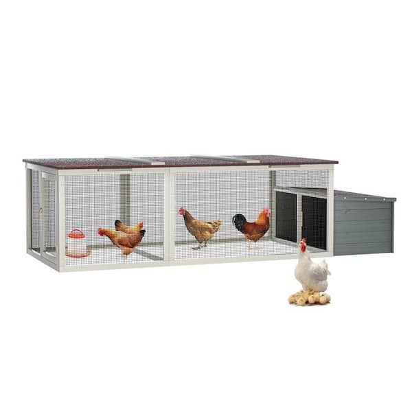 GOGEXX 85.3 in. x 38.6 in. Wood Outdoor Chicken Coop with 20.93 ft